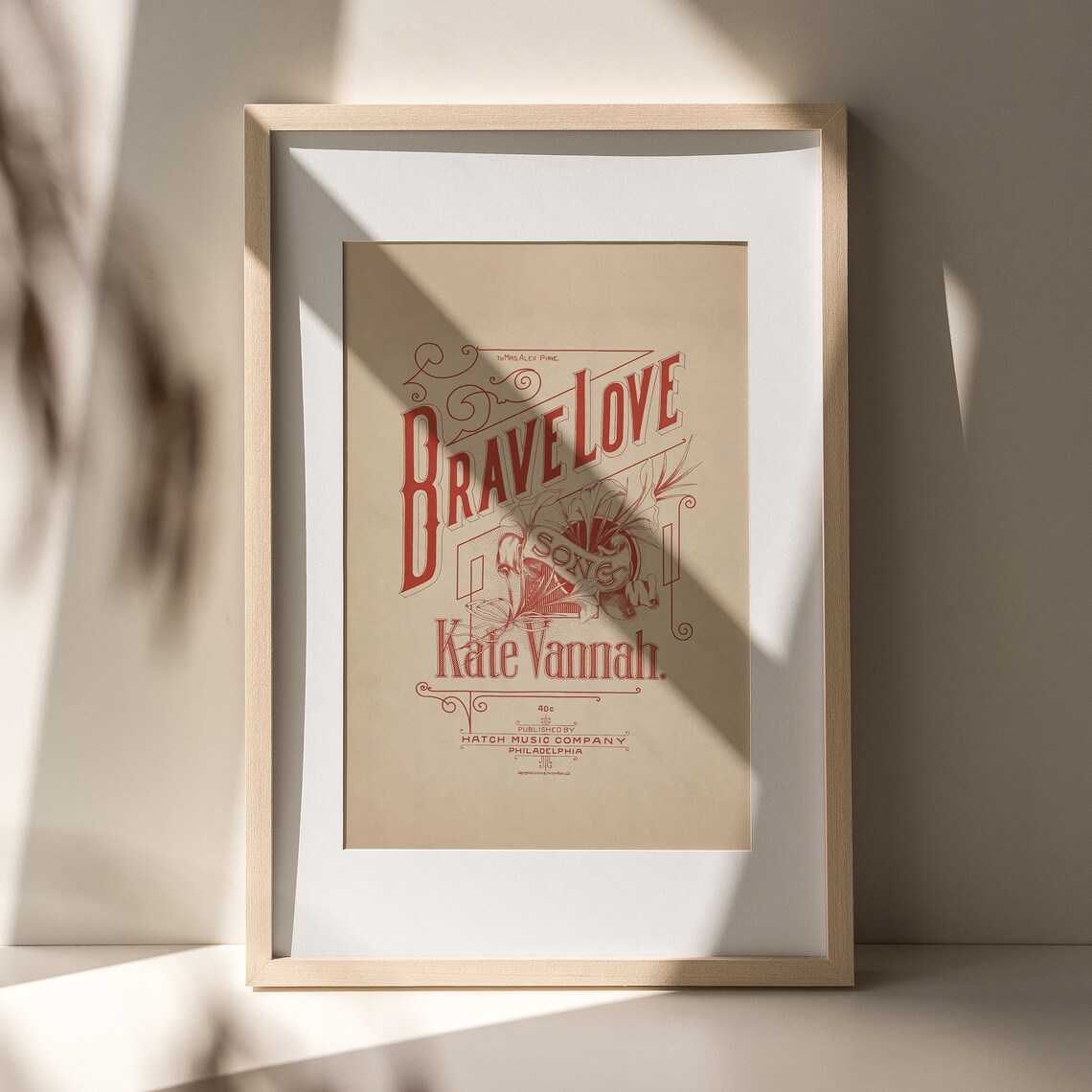 Brave Love Song Vintage Sheet Music Cover by Kate Vannah Poster - Image 5