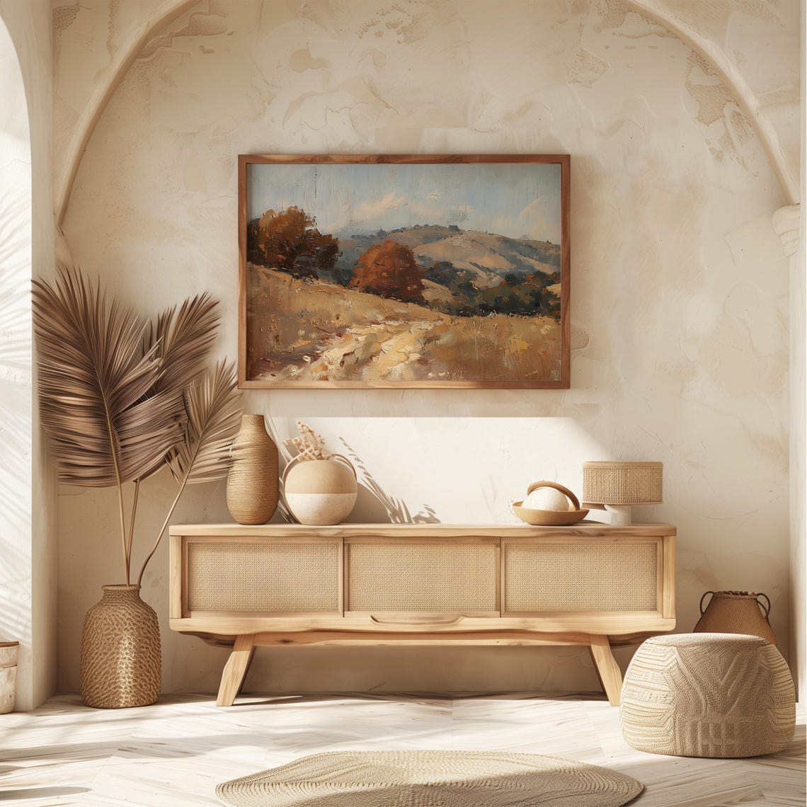 Golden Autumn Hillside Vintage Oil Painting Warm Fall Scenery Poster - Image 6