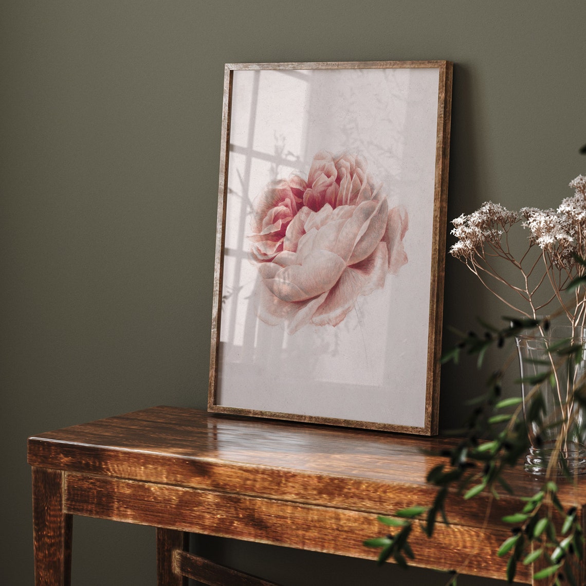 Blush Pink Peony Vintage Botanical Illustration Minimal Floral Print - Image 6