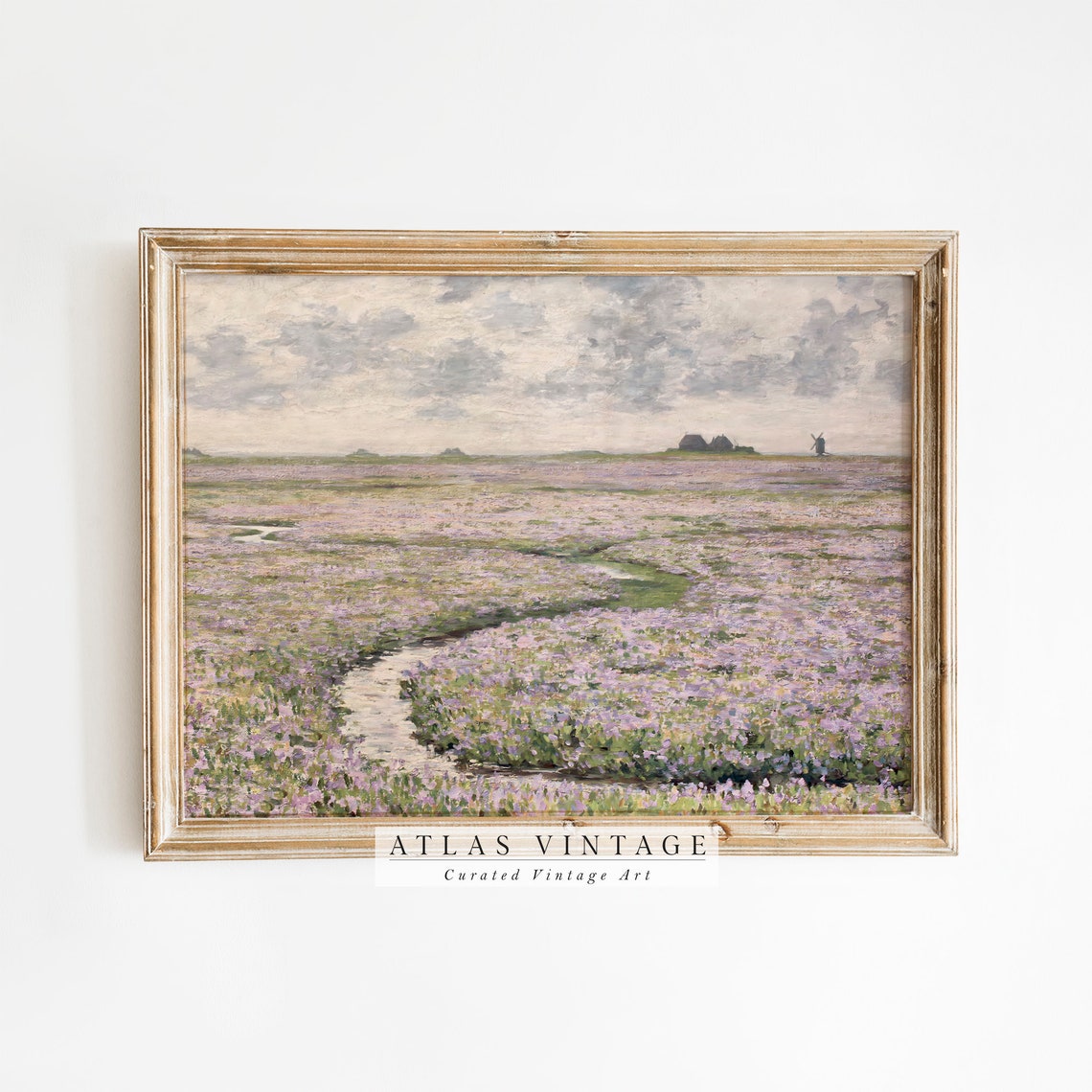 Vintage Spring Meadow Print Wildflower Field Landscape Wall Dcor French Country Floral Oil Painting Farmhouse Wall Art