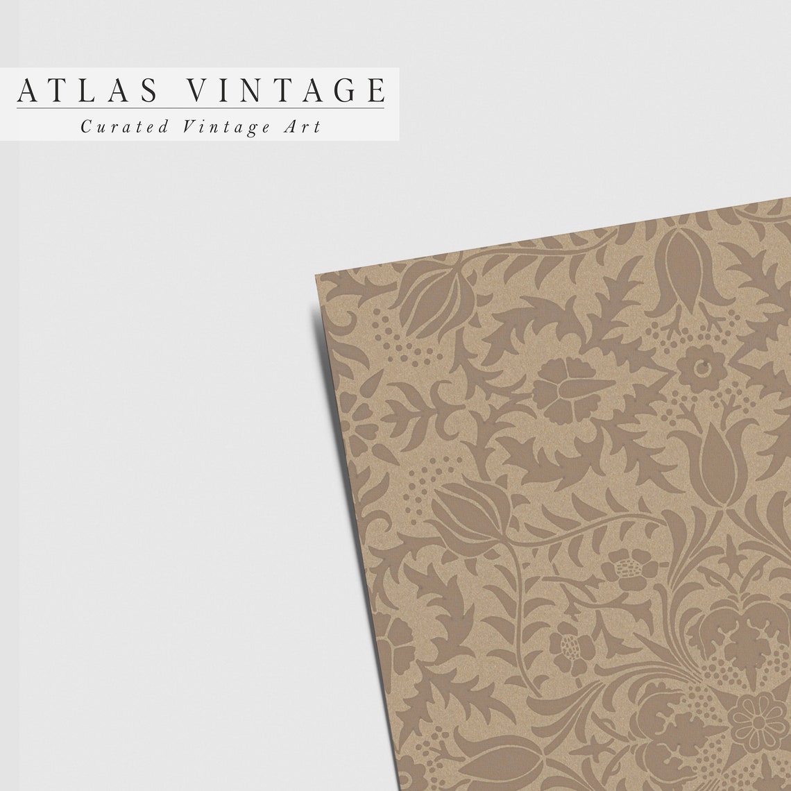 Neutral Beige Damask Floral Pattern Vintage Textile Wall Decor Poster - Image 7