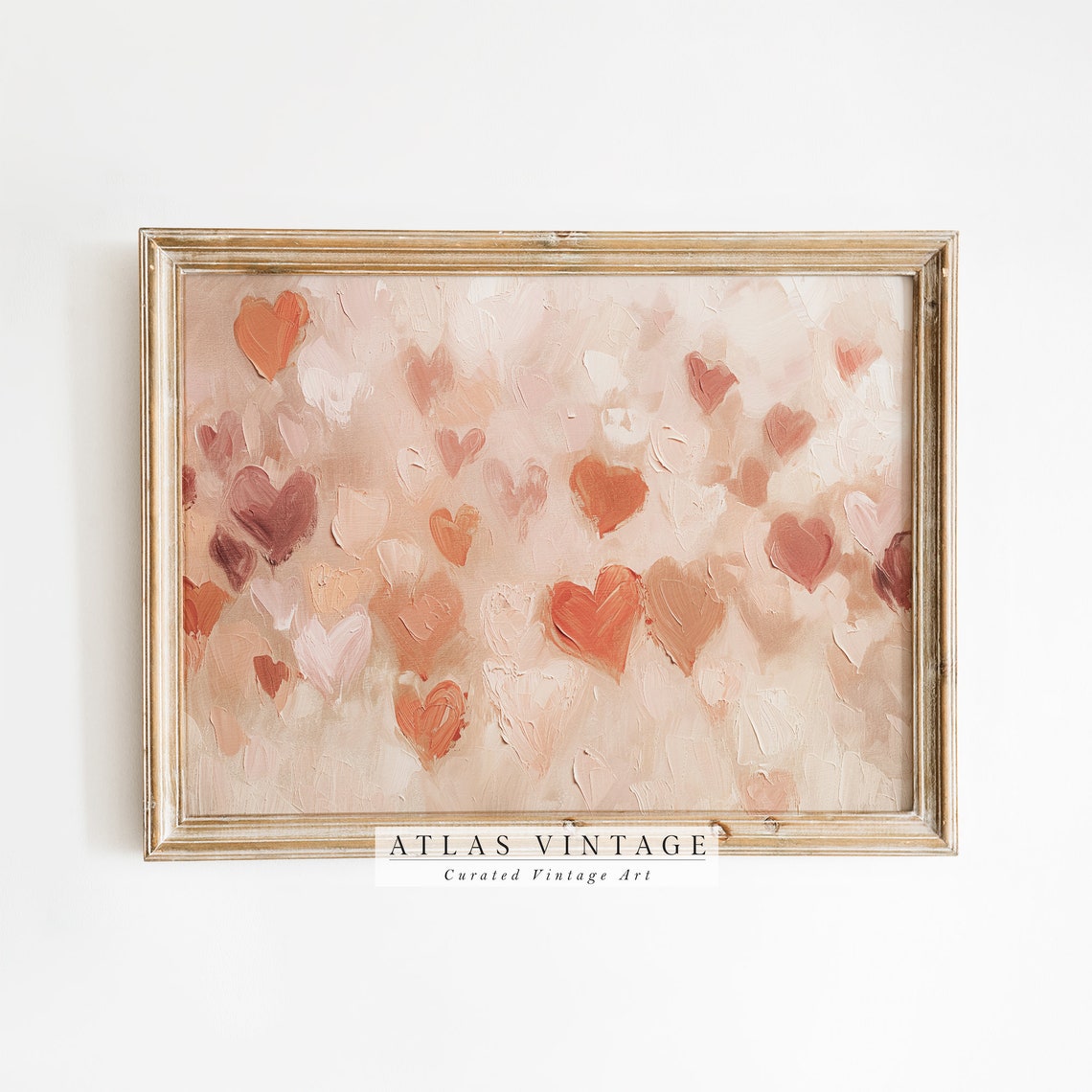 Textured Painted Hearts in Blush Pink Tones Romantic Love Poster