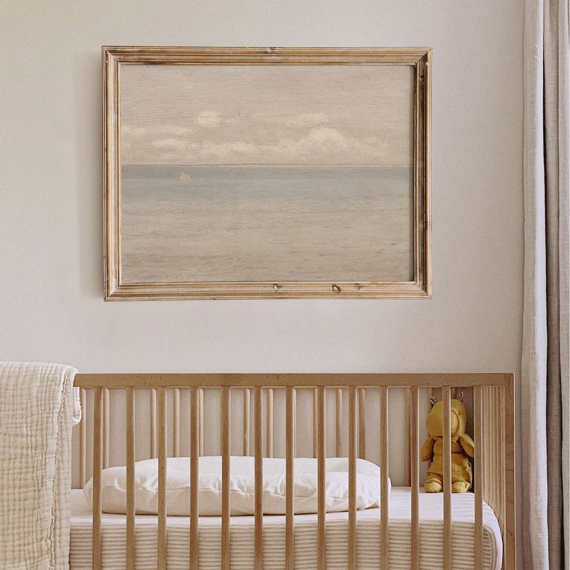 Minimalist Gray Ocean Seascape with Tiny Sailboat Neutral Poster - Image 6