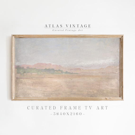 Desert Mountain Landscape Muted Neutral Tones Frame TV Art Print
