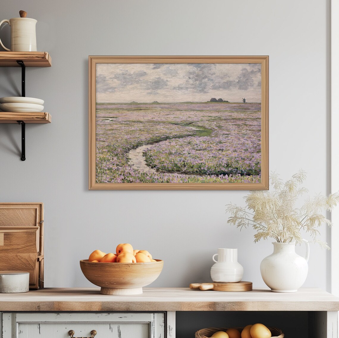Vintage Wildflower Meadow With Winding Stream Impressionist Field Poster - Image 7