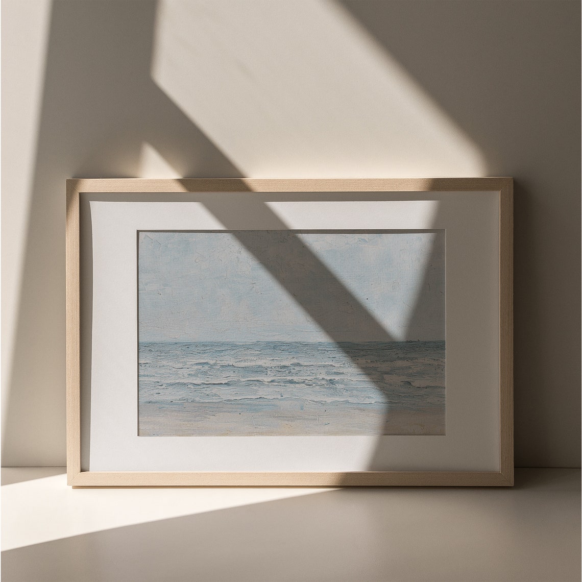 Minimal Blue Ocean Waves Abstract Vintage Coastal Painting Poster - Image 5