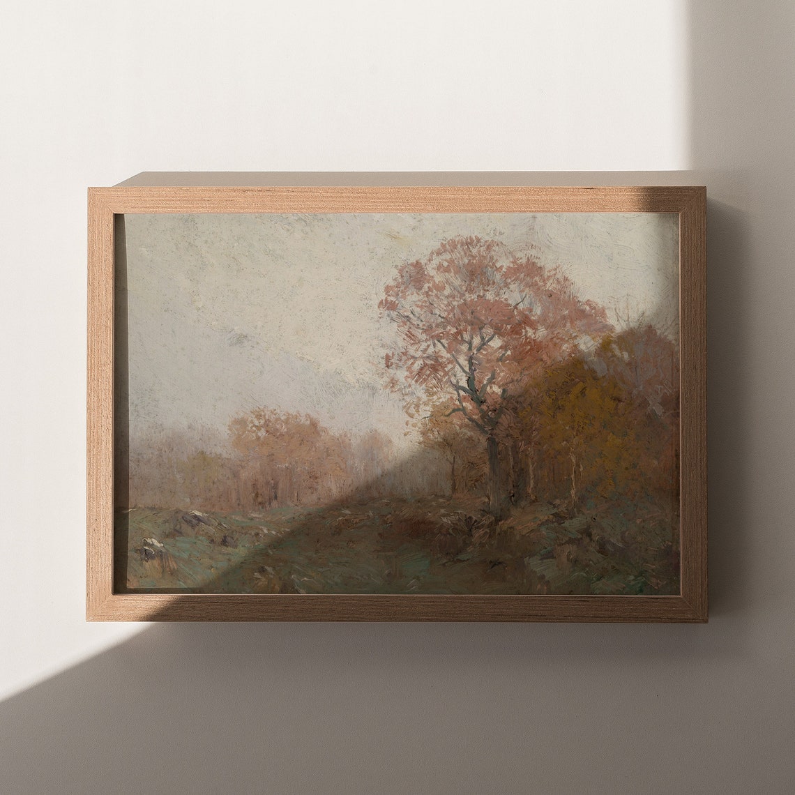 Muted Autumn Tree Vintage Oil Painting Soft Fall Landscape Poster - Image 5