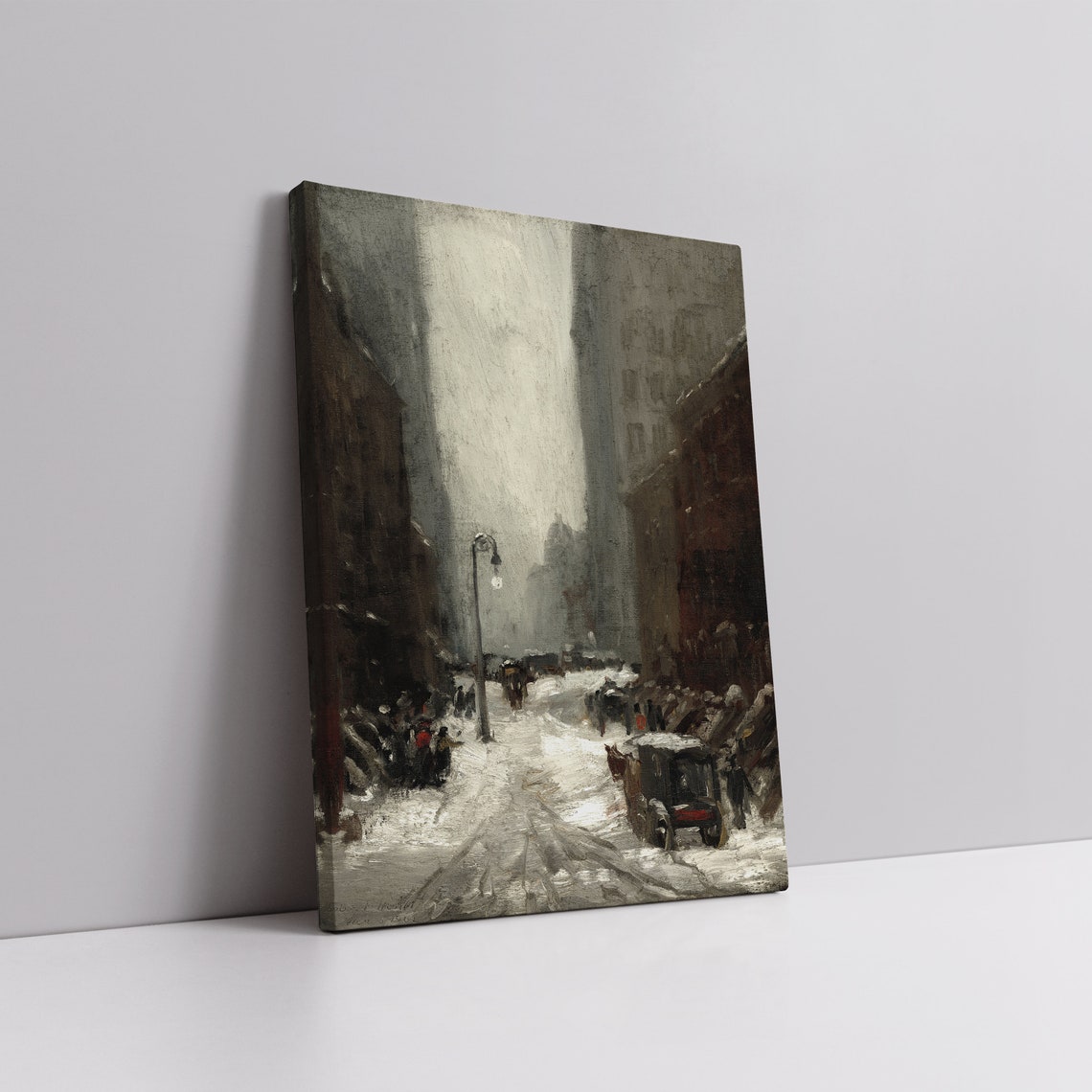 Snowy City Street Lamppost Winter Vintage Impressionist Poster - Image 5