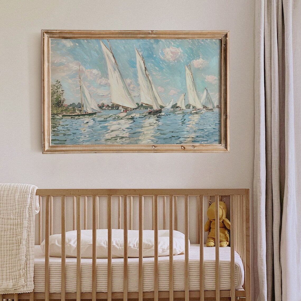 White Sailboats Regatta Sparkling Blue Water Impressionist Sailing Art Poster - Image 5