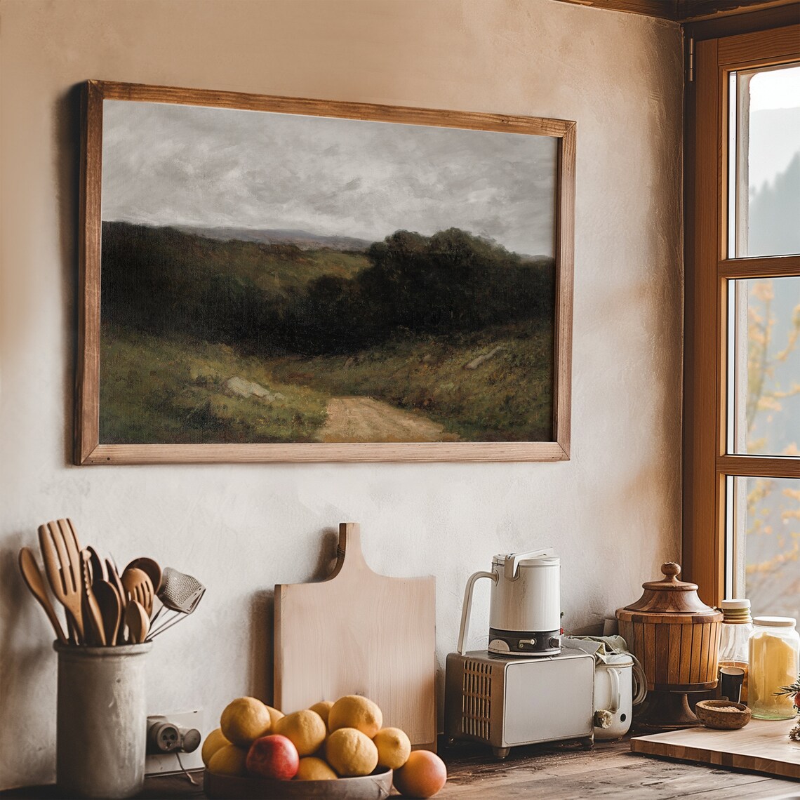 Dark Country Road Moody Vintage Landscape Oil Painting Poster - Image 7