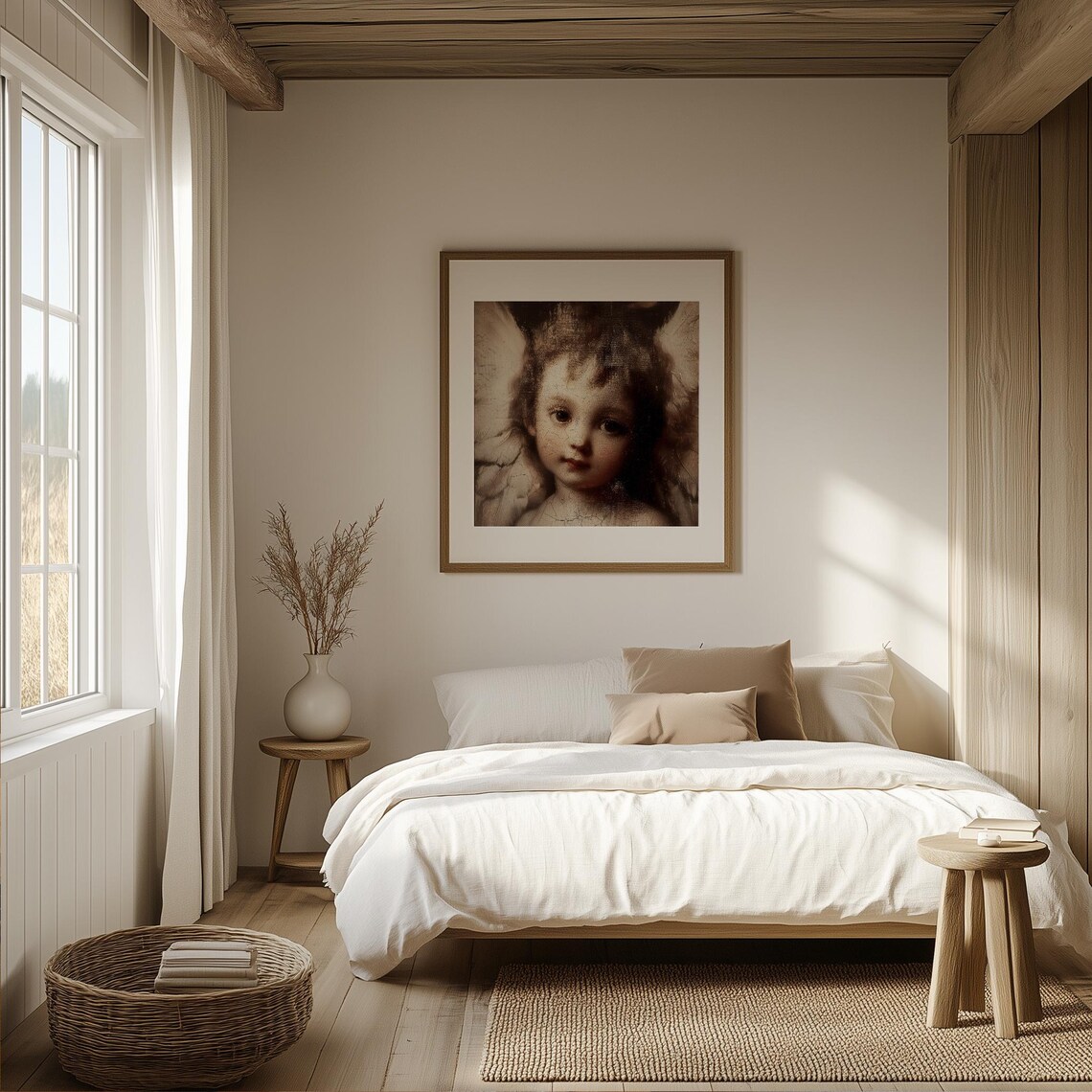 Vintage Cherub Portrait Antique Angel Child Oval Painting Art Poster - Image 5