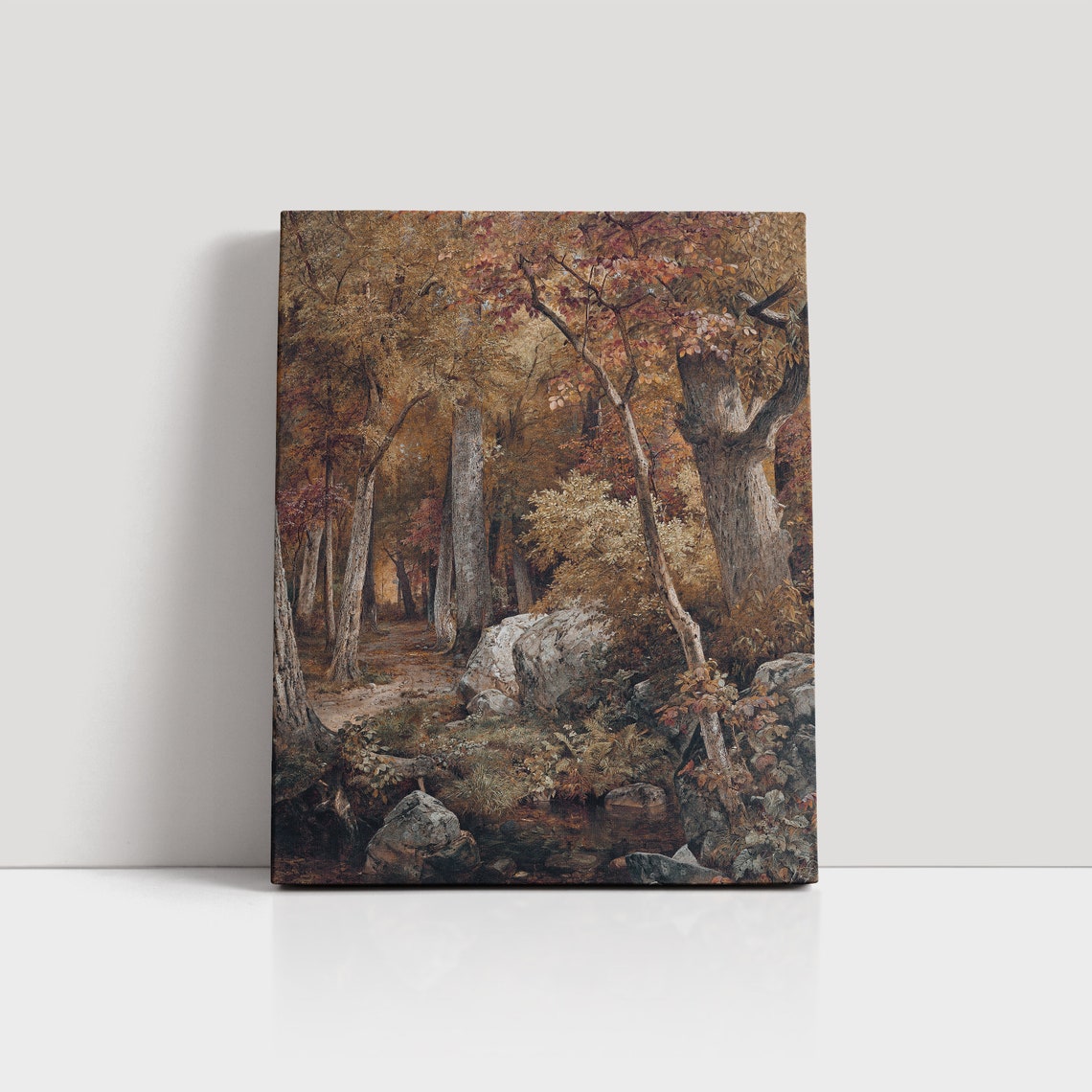Autumn Forest Path Stream Vintage Fall Woodland Painting Poster - Image 3
