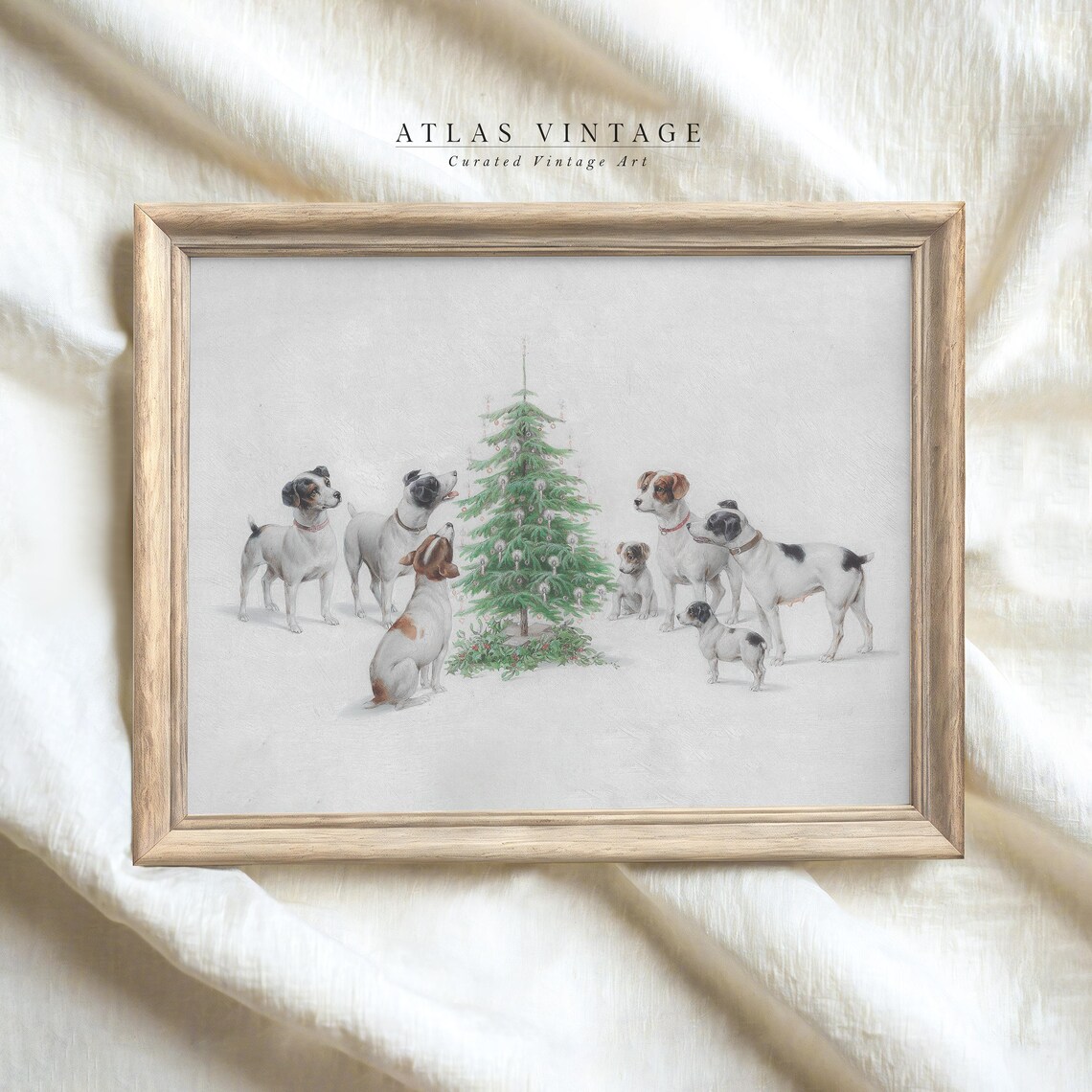 Antique Terrier Dogs Around Christmas Tree Vintage Holiday Dog Poster - Image 7