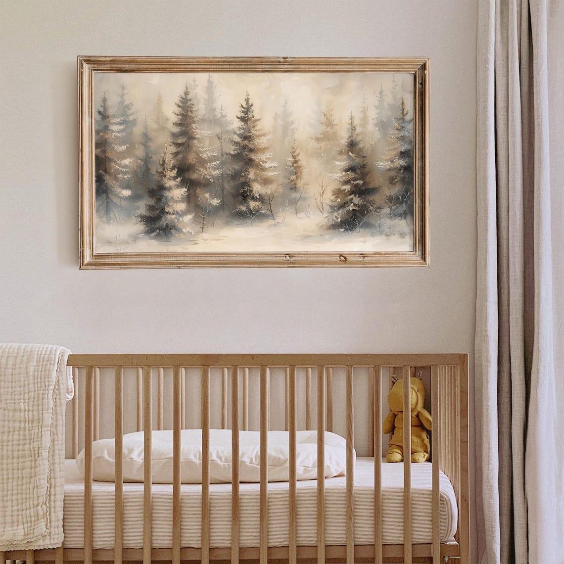Misty Snow Covered Pine Forest in Soft Winter Light Vintage Poster - Image 5