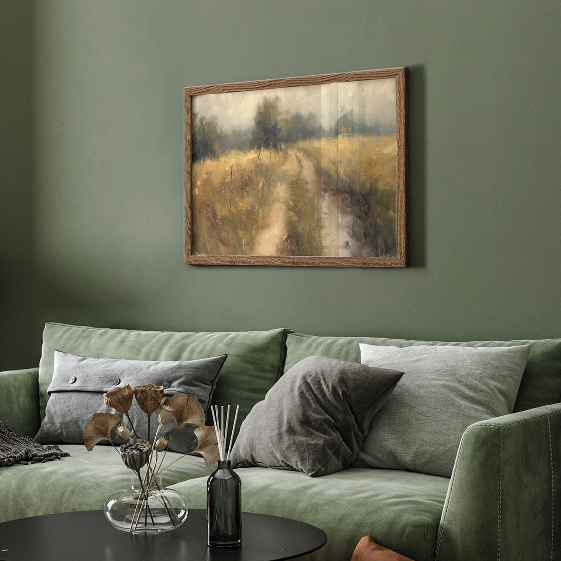Golden Country Road Spring Meadow Vintage Landscape Frame TV Poster - Image 4