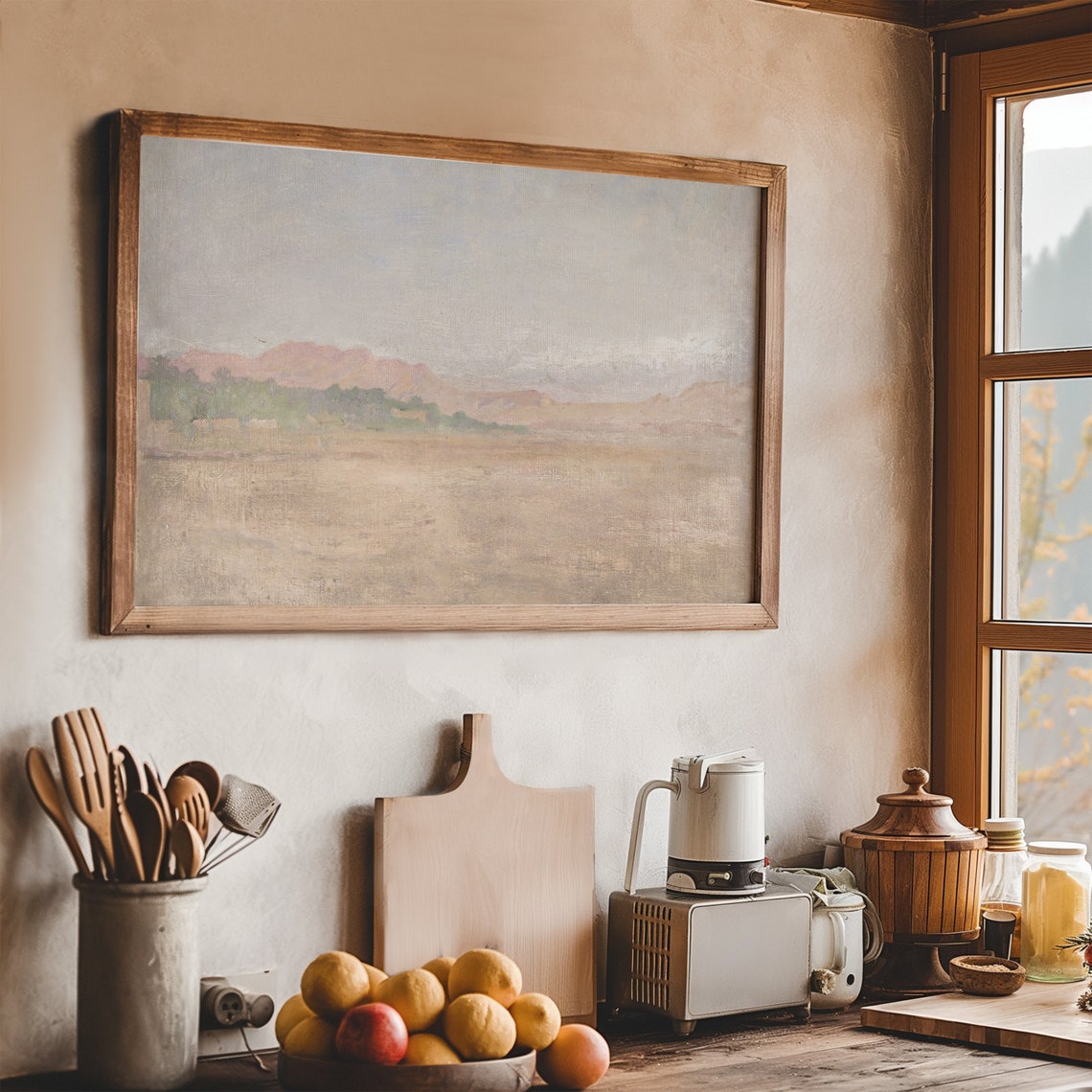 Desert Mountain Landscape Muted Neutral Tones Frame TV Art Print - Image 7