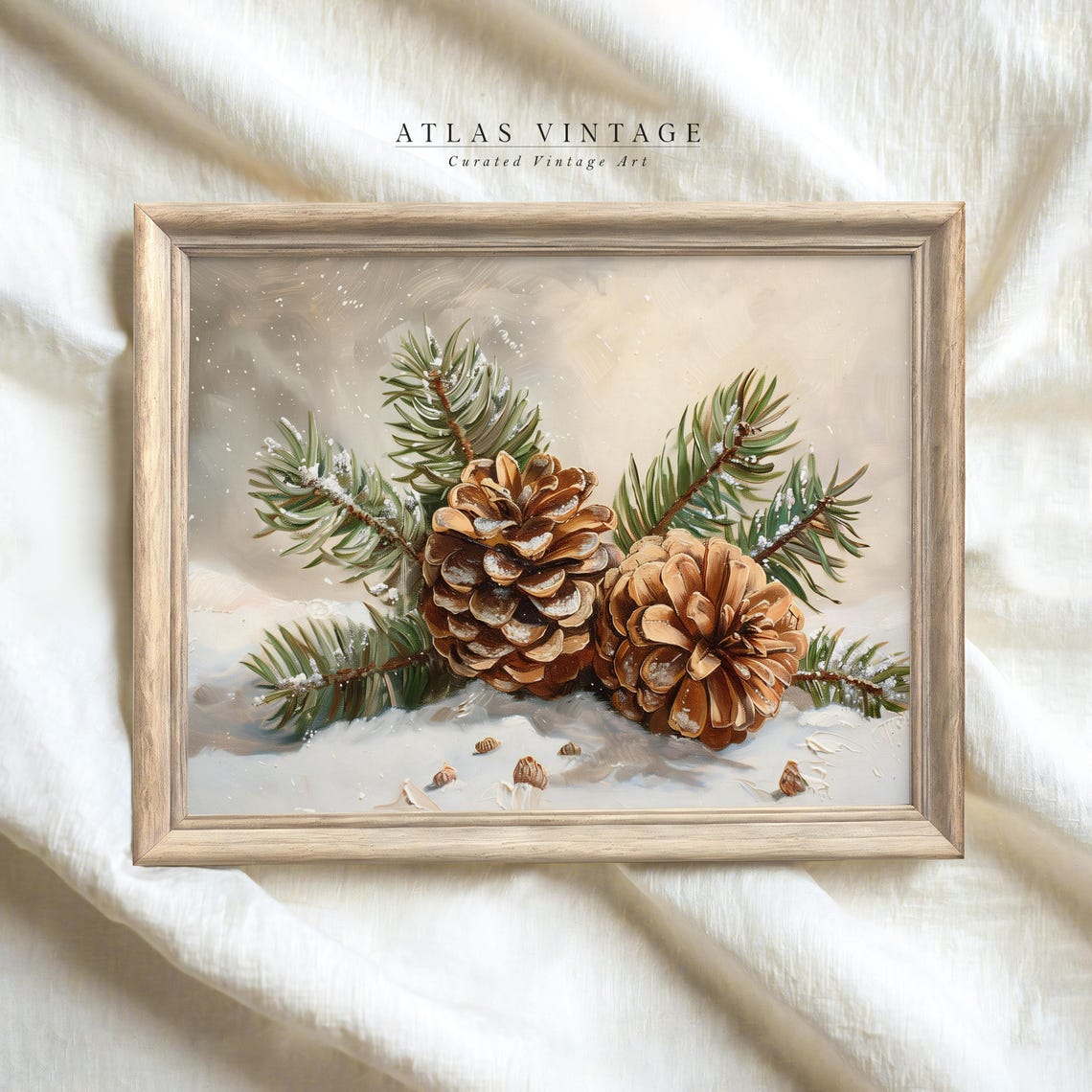 Frosted Pinecones and Evergreen Boughs in Snow Winter Holiday Poster - Image 8