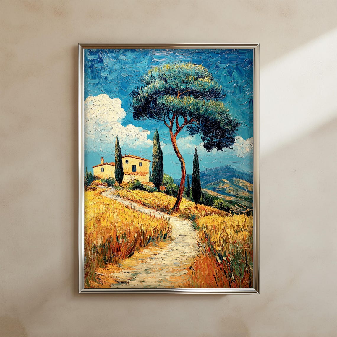 Van Gogh Inspired Tuscan Landscape, Rustic Countryside Art Print - Image 2