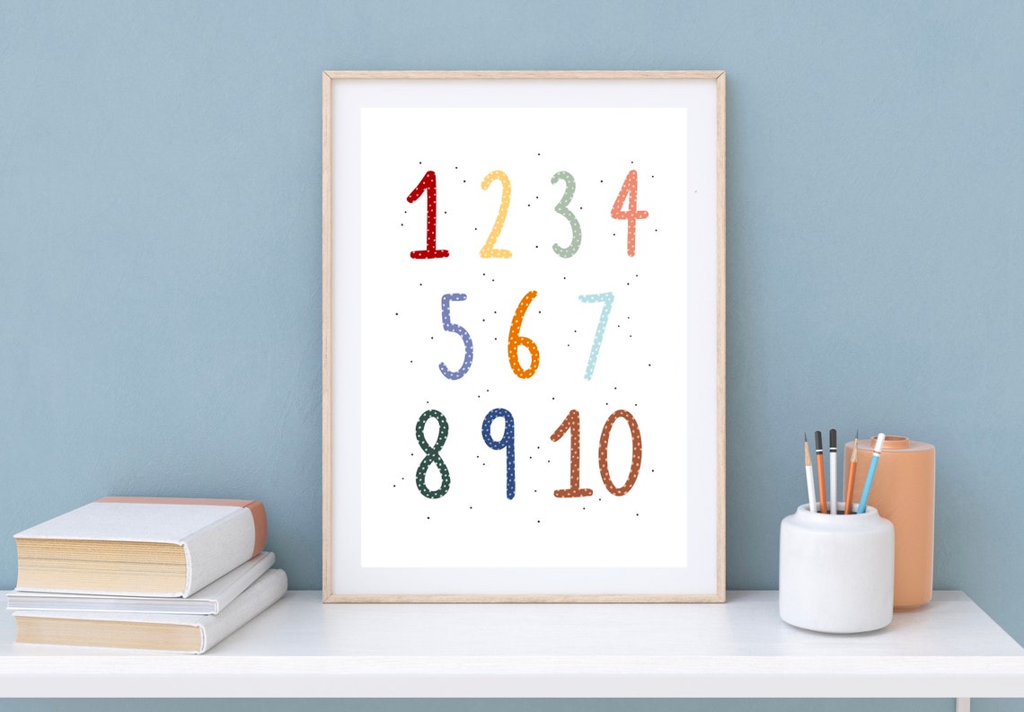 Colourful Rainbow Numbers 1 to 10 Nursery Educational Art Print - Image 2