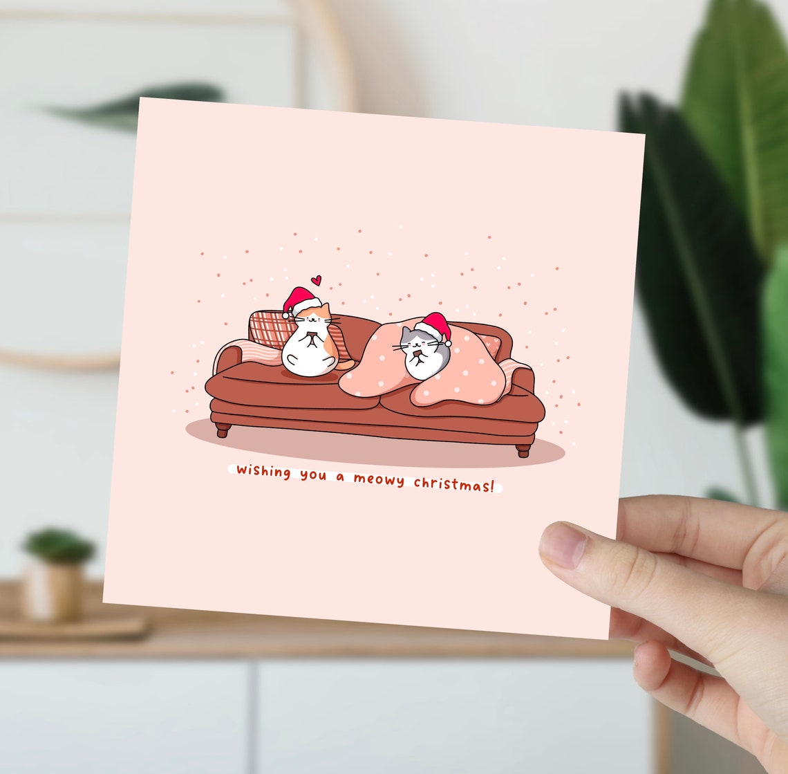 Kawaii Cat Christmas Pun Poster with Cats Lounging on a Couch - Image 5