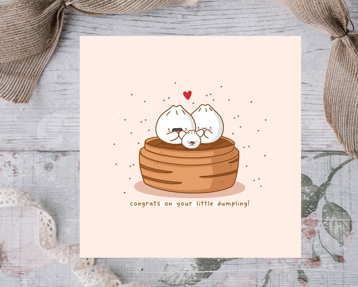 Congrats on Your Little Dumpling Bao Bun New Baby Card Poster - Image 3