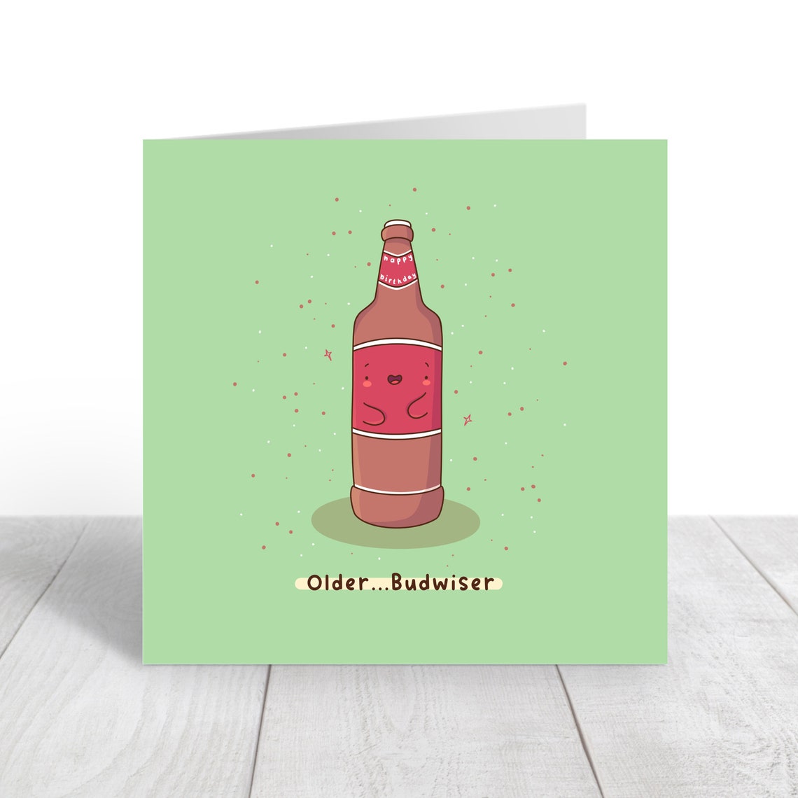 Kawaii Beer Bottle Older Budwiser Birthday Funny Pun Art Print - Image 4