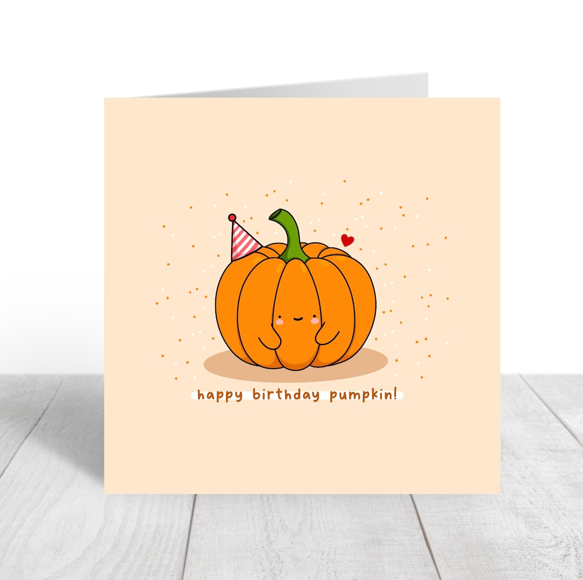 Happy Birthday Pumpkin Card, Kawaii Birthday Card - Image 3