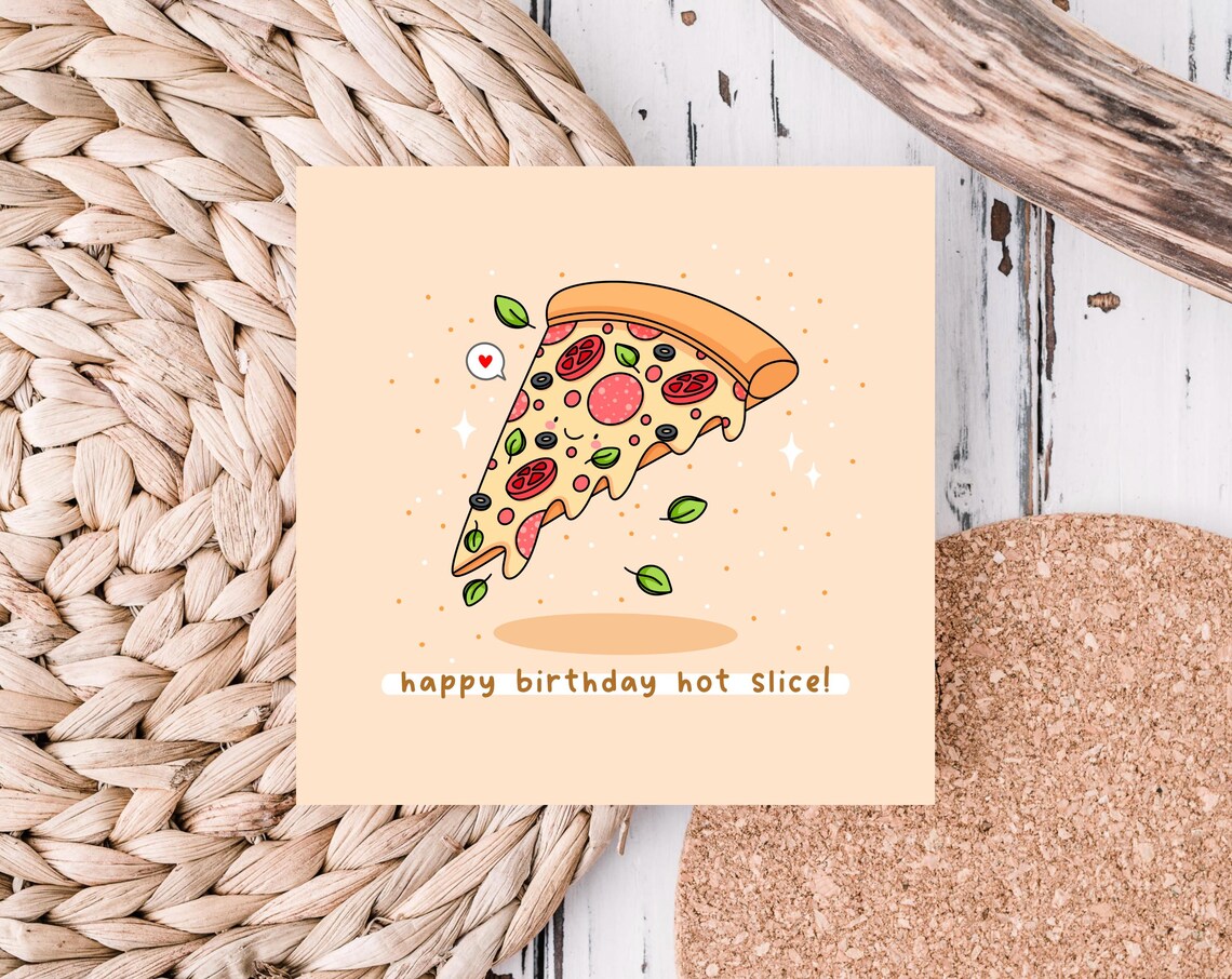 Happy Birthday Hot Slice Cute Pizza Pun Poster Print - Image 4