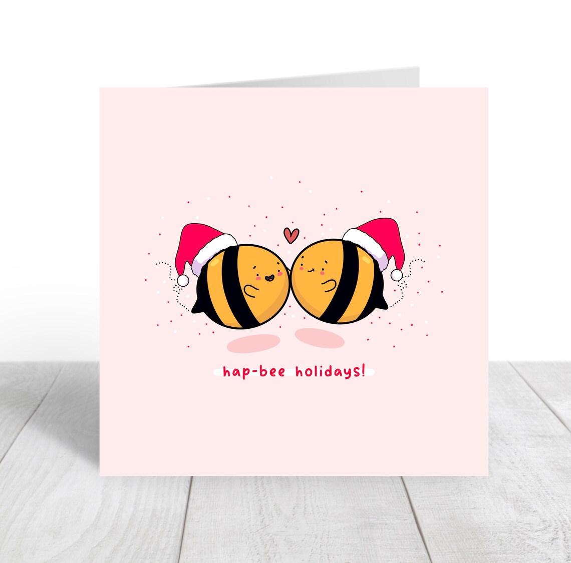 Kawaii Bee Holiday Pun Poster with Hap Bee Holidays Santa Hats - Image 4