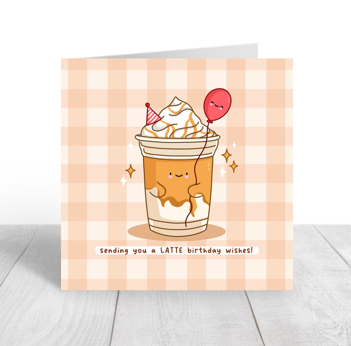 Kawaii Sending You a LATTE Birthday Wishes Coffee Pun Art Print - Image 3