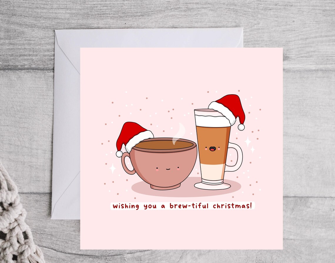 Wishing You A Brew-tiful Christmas Coffee Cup Illustrated Card Print - Image 5