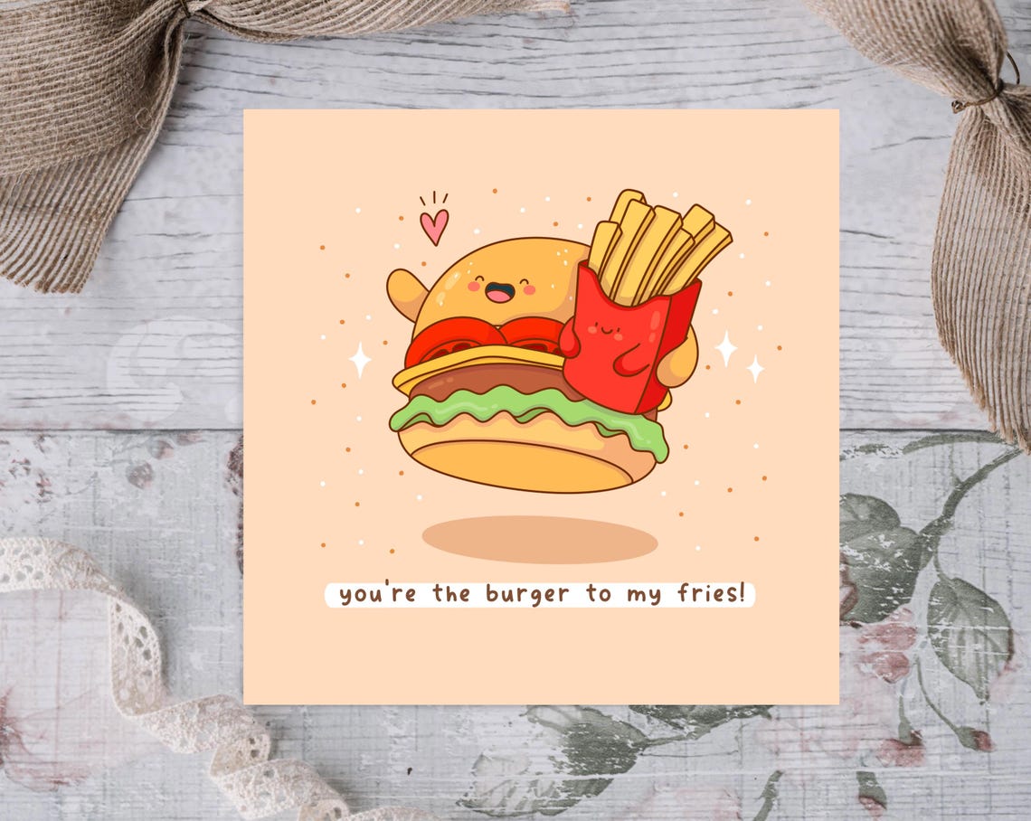 Happy Burger Hugging Fries Youre The Burger To My Fries Wall Art - Image 2
