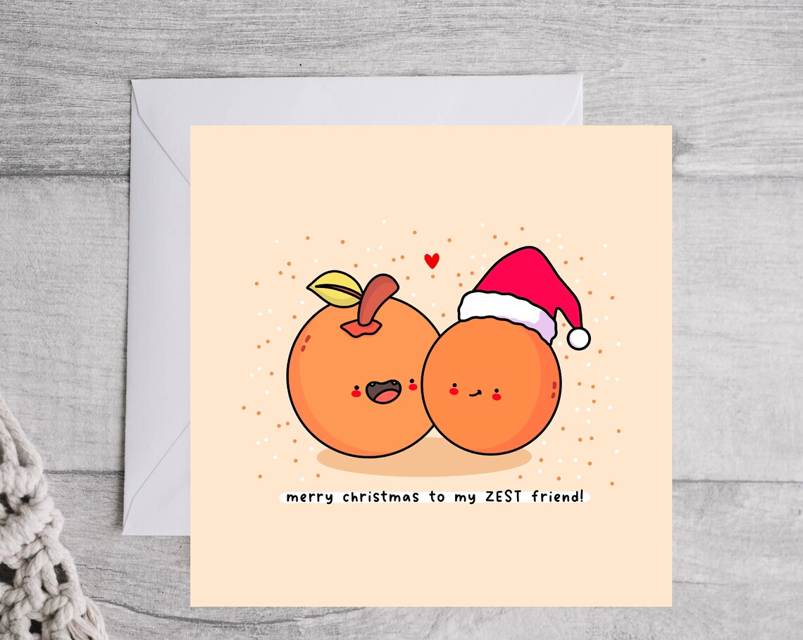 Merry Christmas To My ZEST Friend Oranges Illustrated Card Print - Image 4