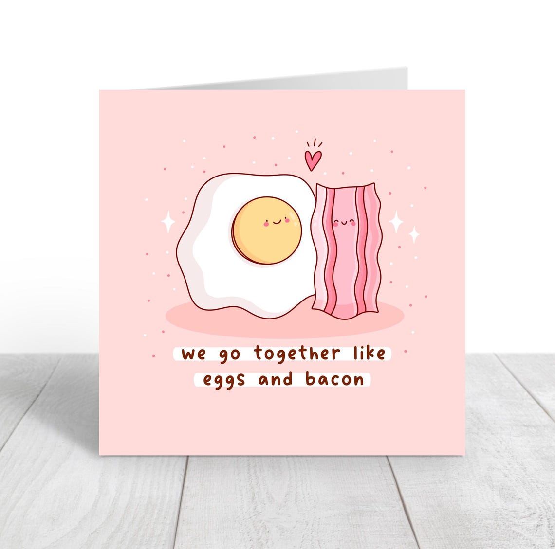 Kawaii We Go Together Like Eggs and Bacon Pun Love Art Print - Image 3