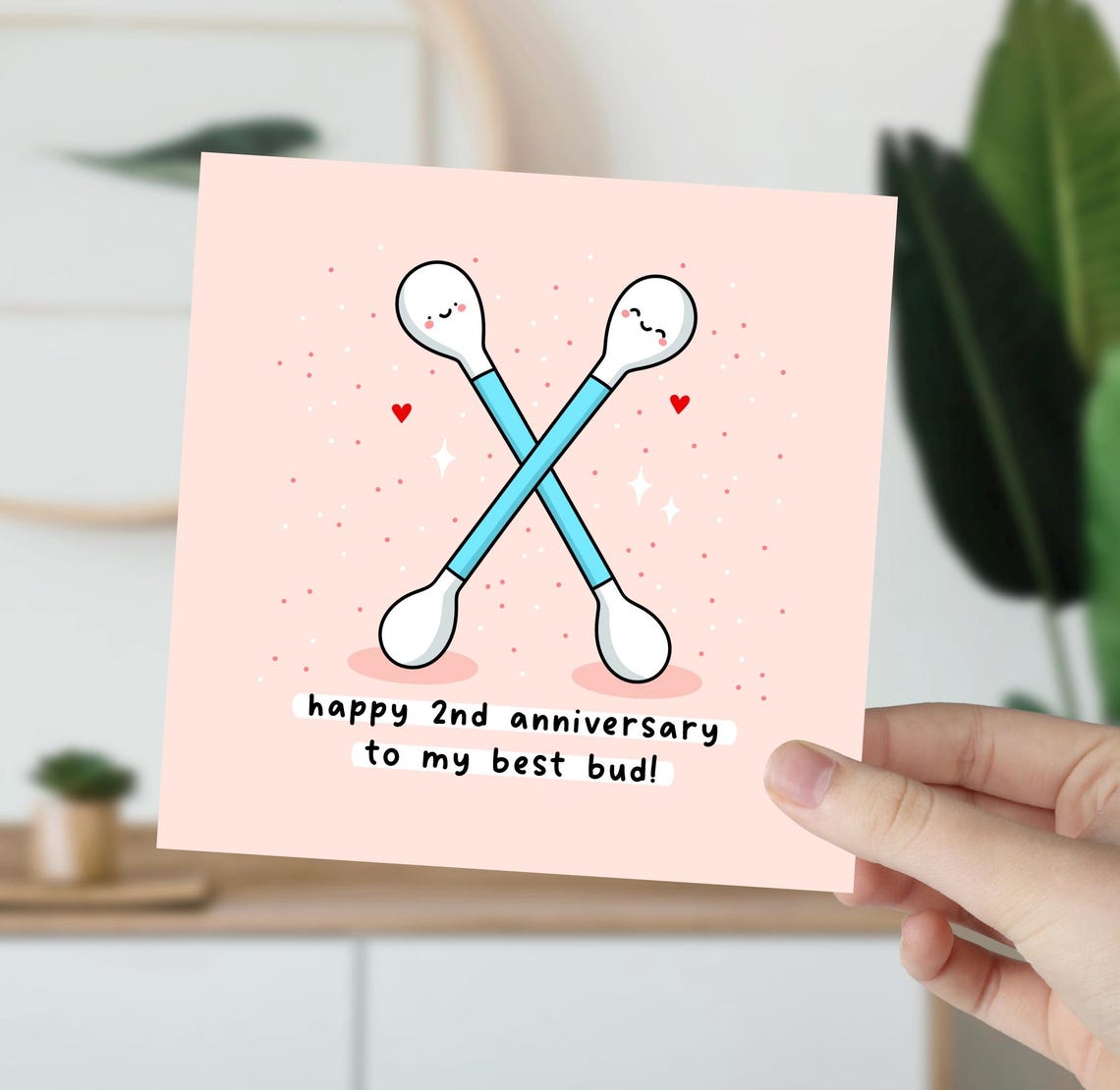 Crossed Cotton Buds Happy 2nd Anniversary To My Best Bud Wall Art - Image 6