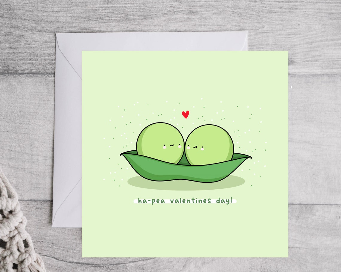 Ha-Pea Valentines Day Kawaii Two Peas In A Pod Love Card Poster - Image 2