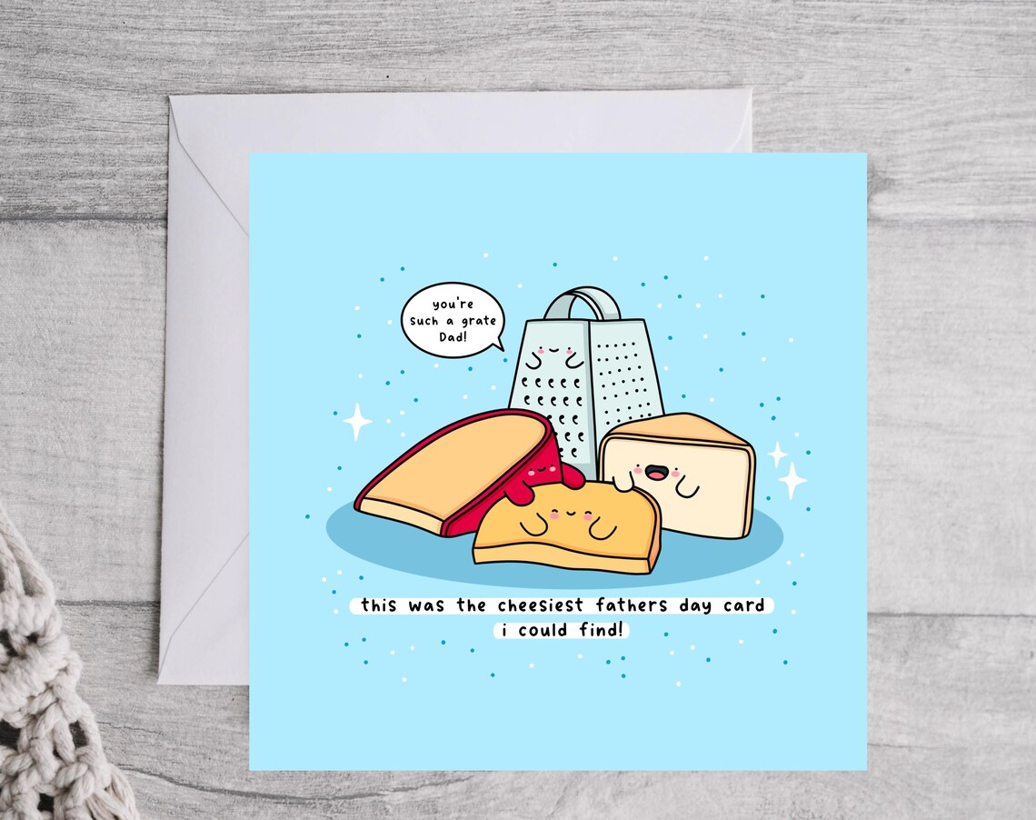 Cheesy Father's Day Kawaii Cheese Pun Art Print - Image 4