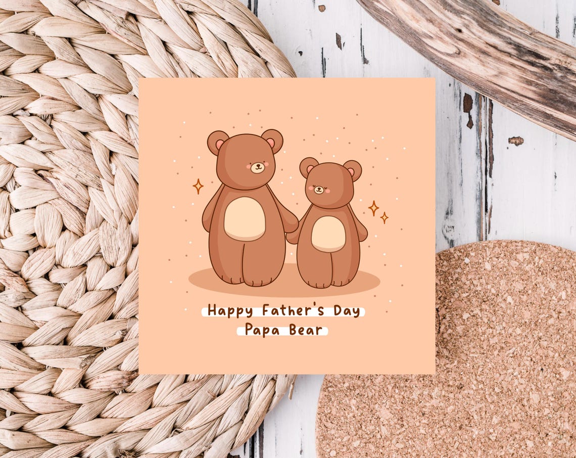 Happy Father's Day Papa Bear Cute Smiling Bear Kawaii Card Poster - Image 3