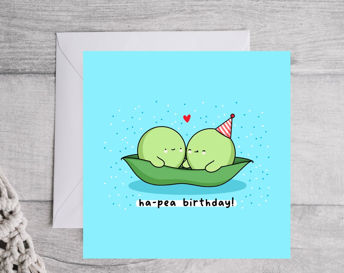 Kawaii Peas in a Pod Birthday Pun Poster with Ha Pea Birthday - Image 2