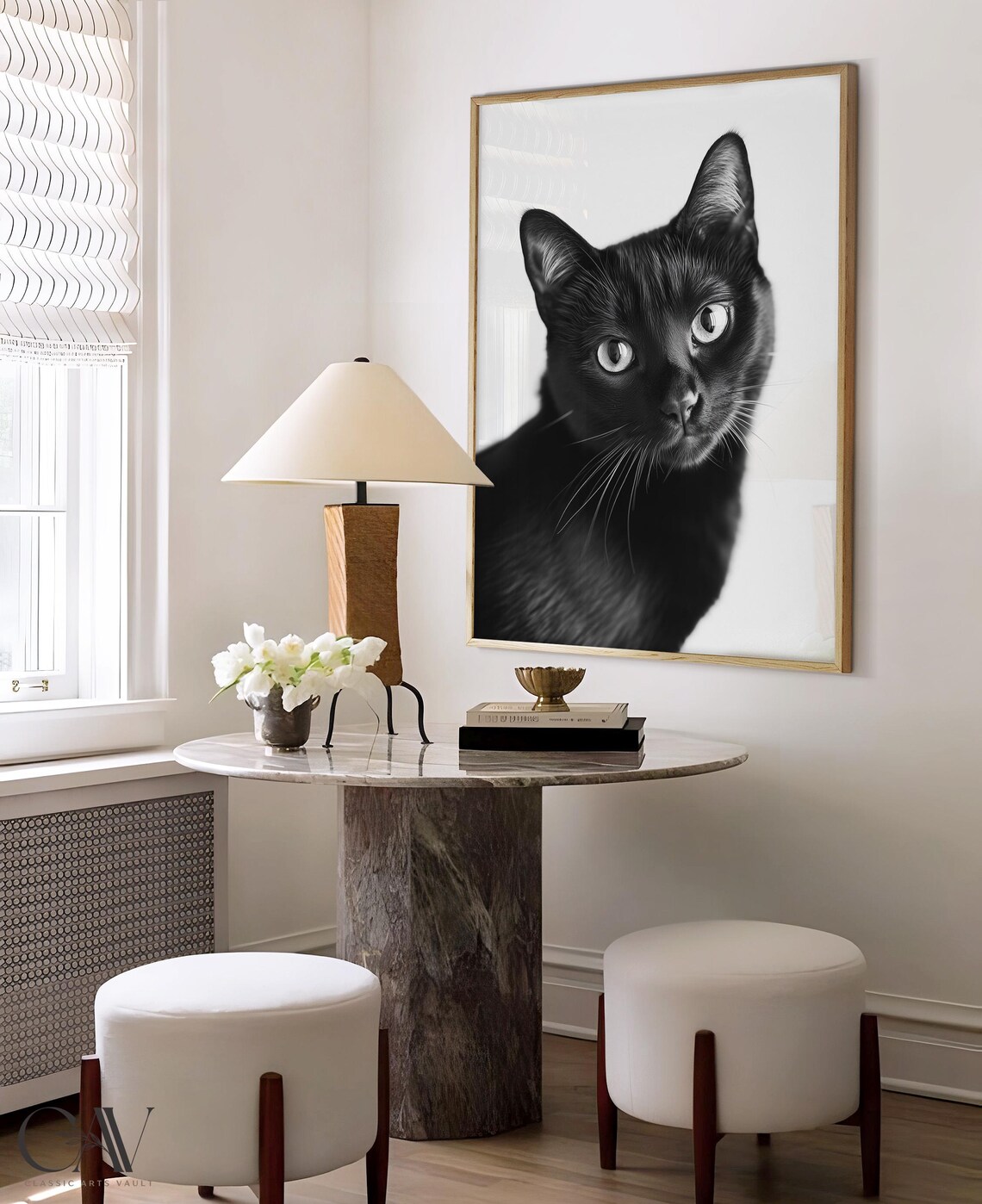 Black Cat Close Up Black and White Pet Portrait Photography Poster - Image 4