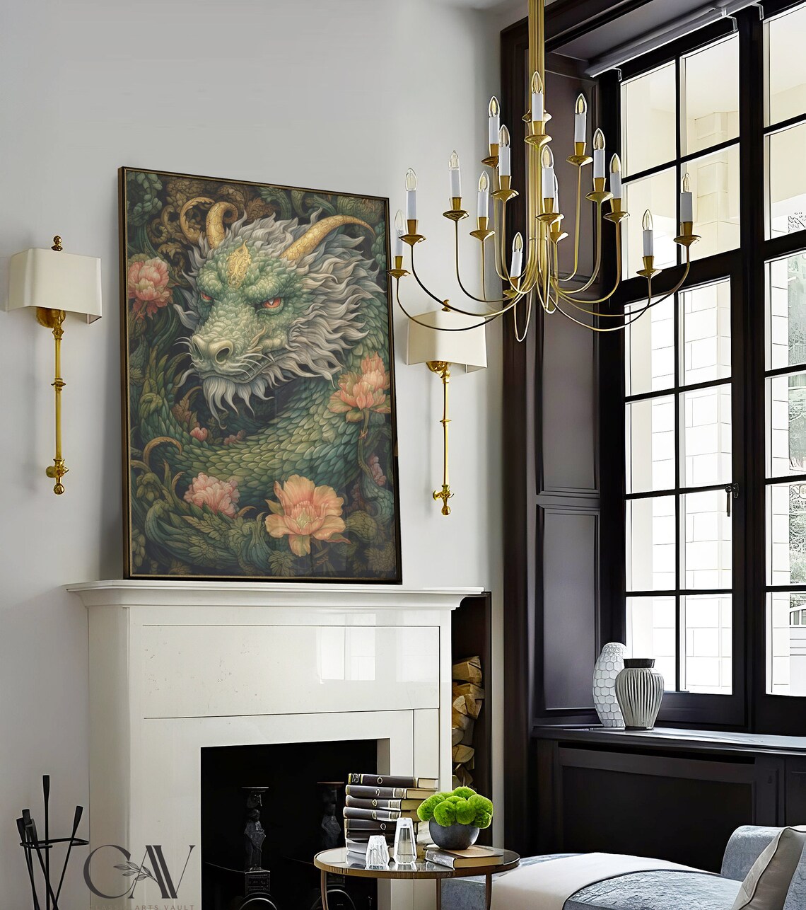 William Morris-Inspired Dragon Art Print, Playroom Decor - Image 2