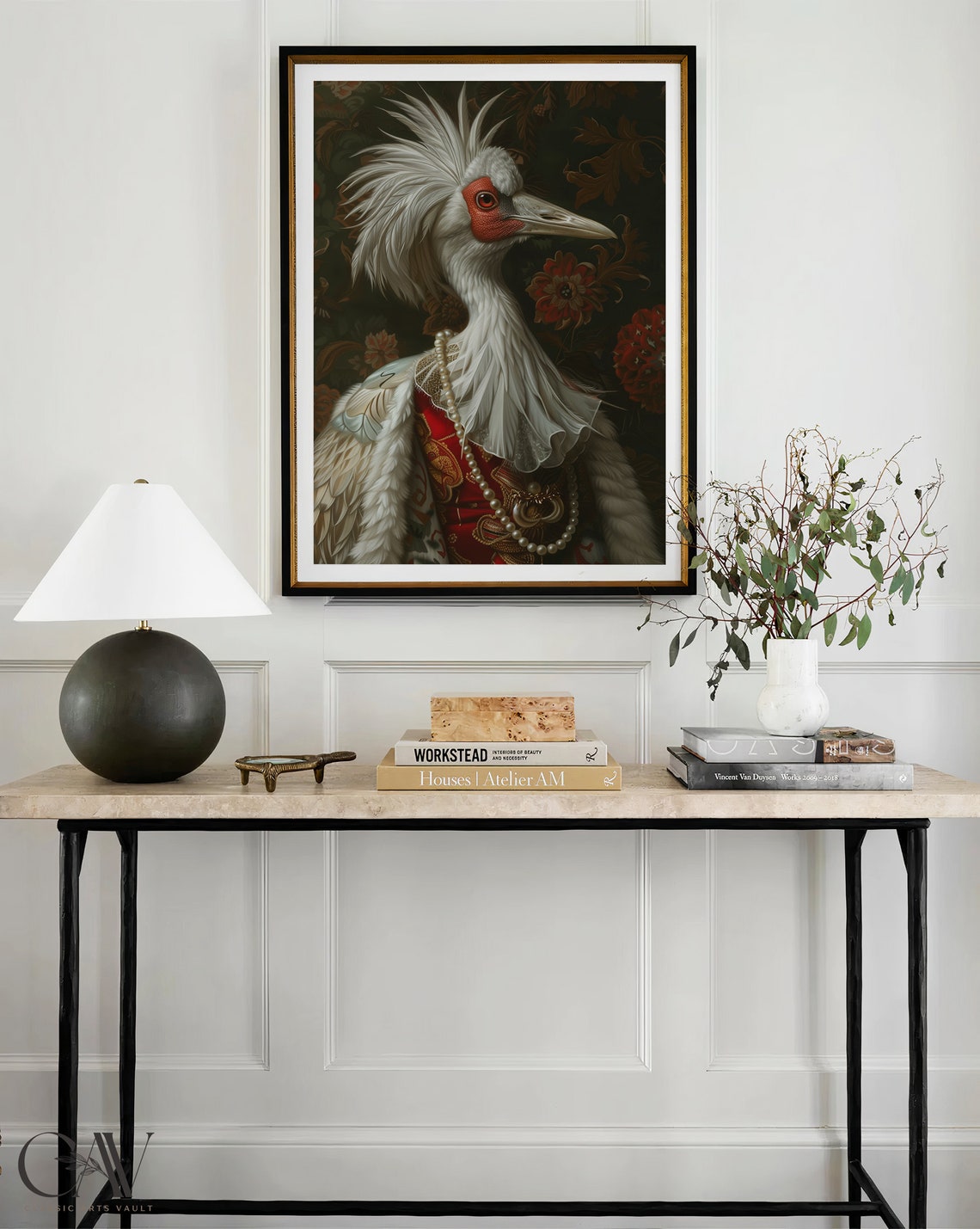 Royal Crane Bird Renaissance Portrait Regal Elegant Animal Wall Art - Image 4