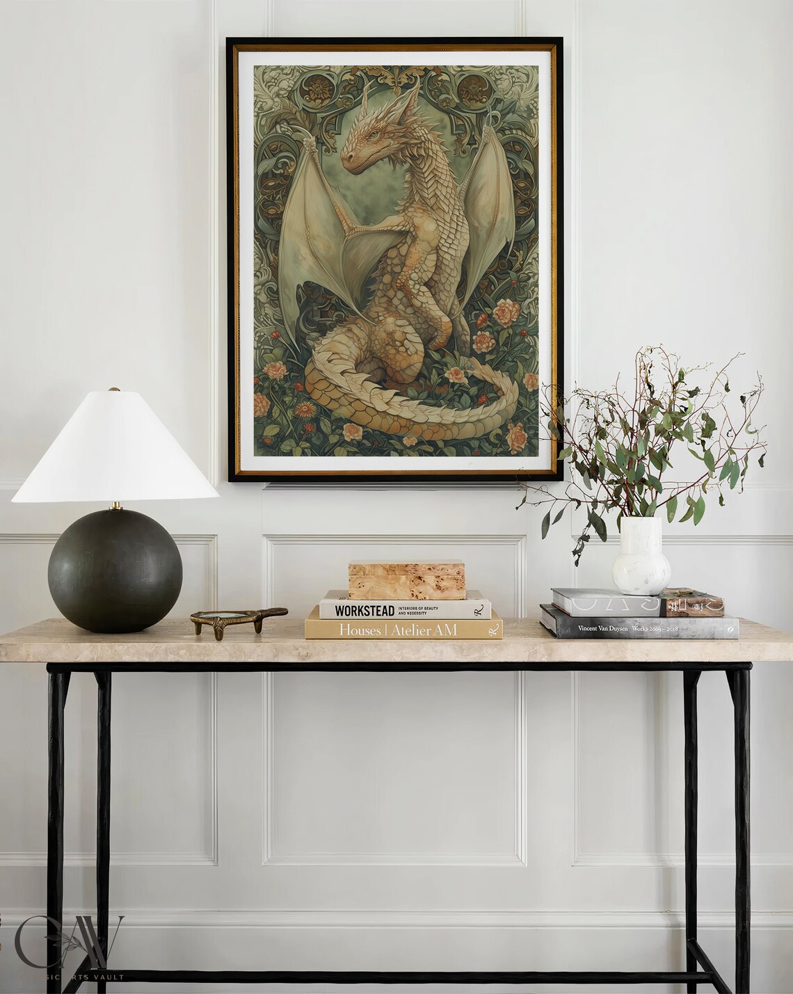 William Morris Inspired Dragon Art Print, Wall Decor - Image 3