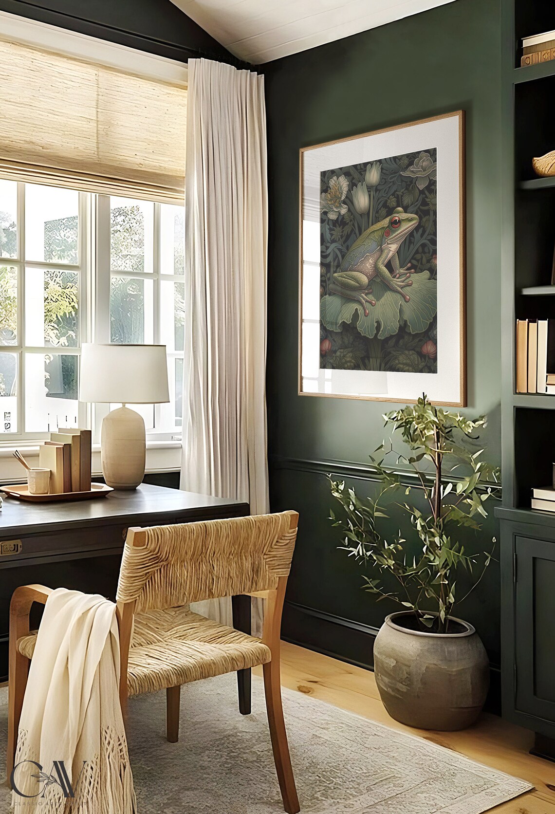 William Morris Inspired Frog Art Print, Bathroom Decor - Image 2