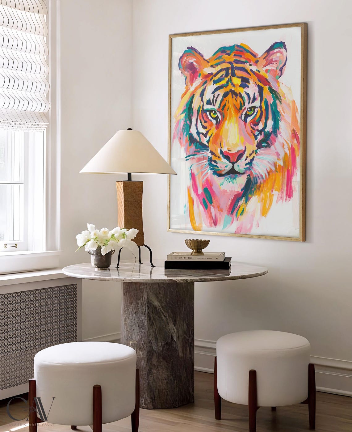 Colorful Tiger Face Close Up Painting in Vivid Brushstrokes Poster - Image 3