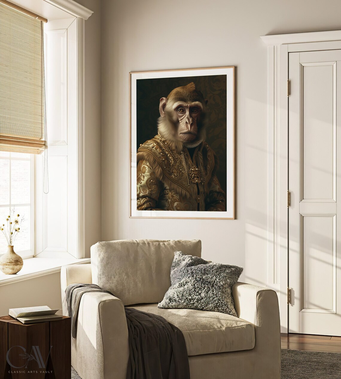Noble Monkey Renaissance Portrait Gold Brocade Vintage Animal Poster - Image 4