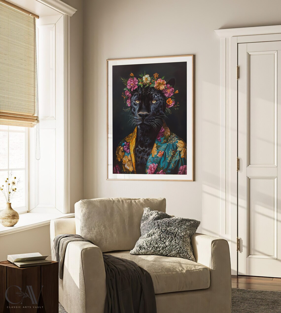 Black Panther Maximalist Eclectic Animal Portrait Art Print - Image 4