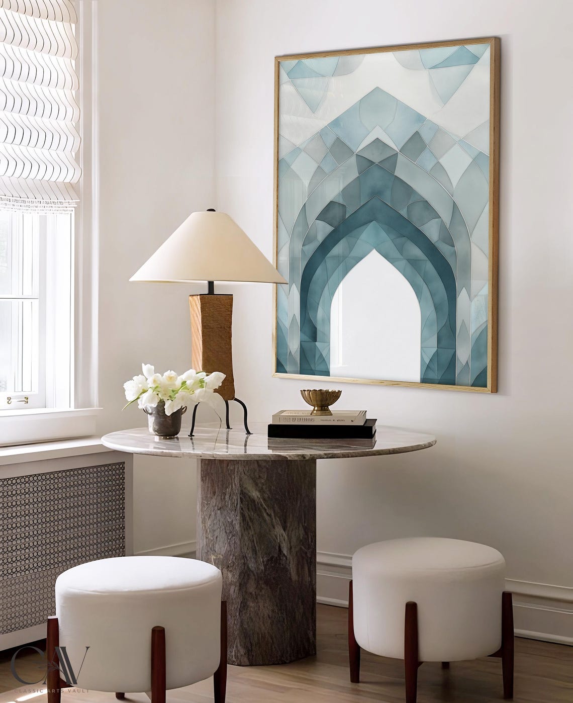 Mosque Arch Neutral Watercolor, Islamic Decor