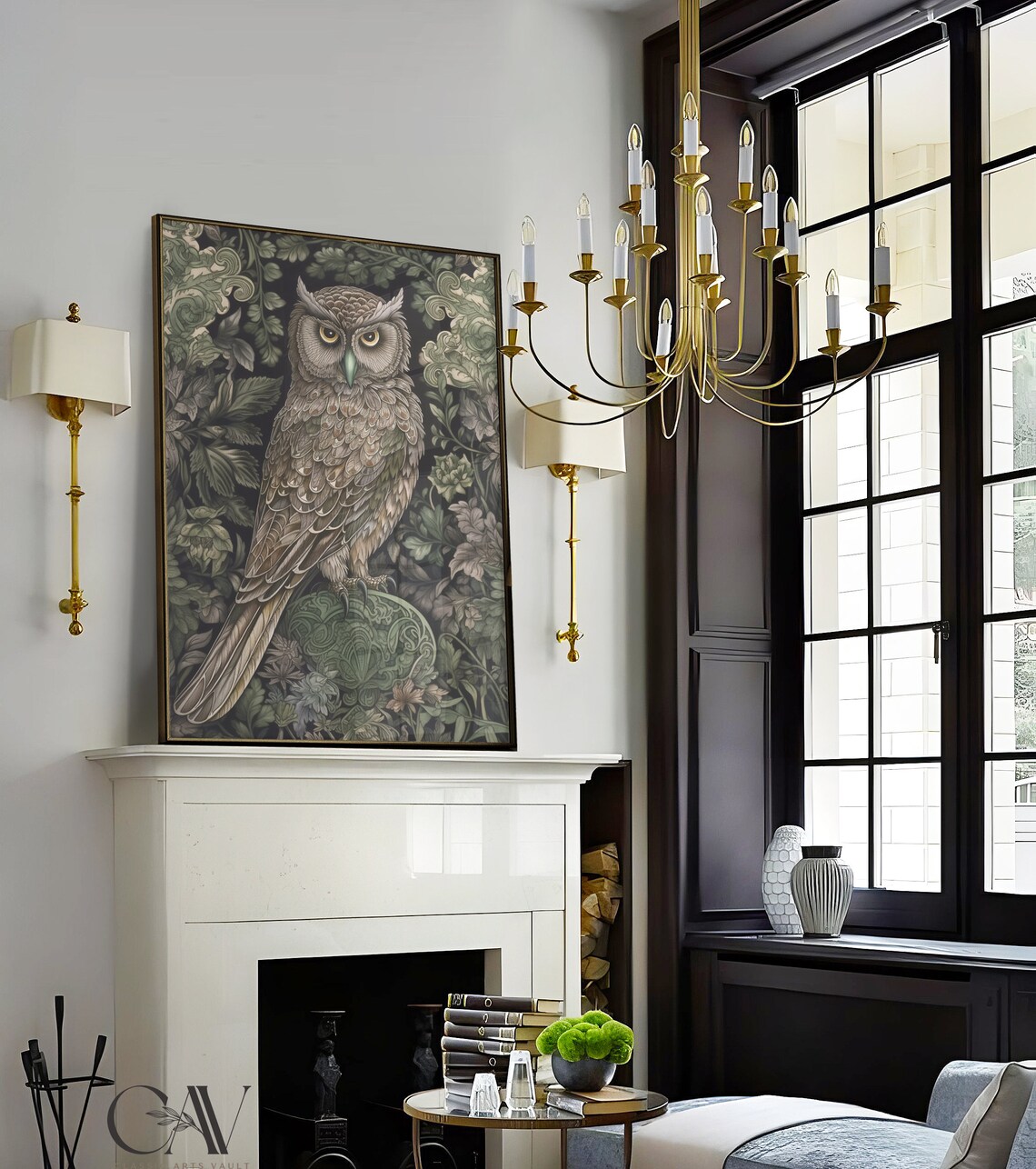 William Morris Inspired Owl Bird Art Print - Image 2
