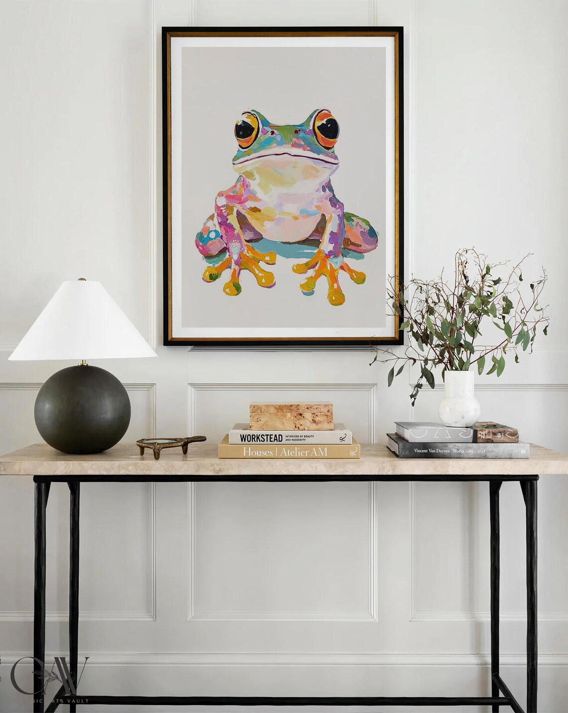 Colorful Watercolor Frog Portrait Pop Art Modern Animal Poster - Image 3